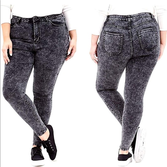 plus size acid wash jeans